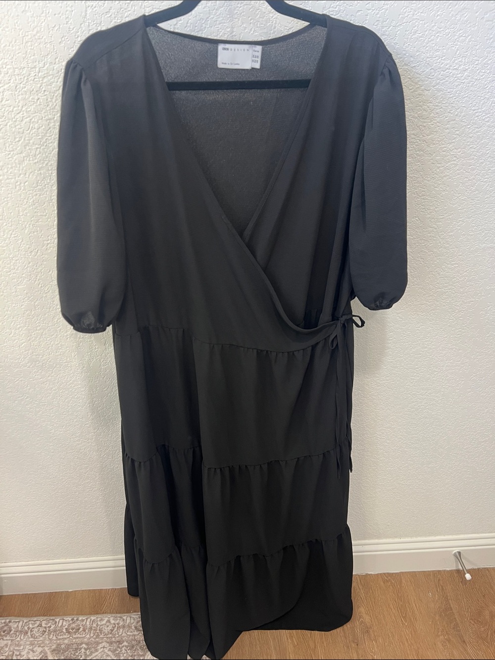 ASOS Curve Black Wrap Tiered Maxi Dress